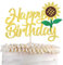 1 Pack Happy Birthday Cake Topper Glitter Sunflower Cake Pick Baby Shower Kids Birthday Summer Flower Baby Shower Cake Decoration Party Supplies