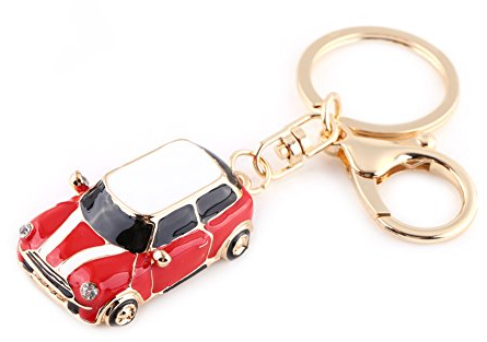 Qcwwy Alliage Classique 3D Creux Sculpté Simulation Mini Voiture Sportive Porte-clés Sac Charme Pendentif (Rouge)