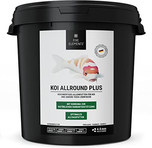 FIVE ELEMENTS® Koi All Seasons Pro | 8,4 kg 4,5 mm | hochwertiges Futter für Koi | ideal für Frühjahr| Lachsöl | Carotinoide zur natürlichen Farbverstärkung