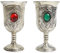 Acxico 2 PCS Tarot Water Elemental Chalice Goblet Divination Vintage Wicca Fashion Altar Silver Pagan Home Decoration Props Accessory Goth