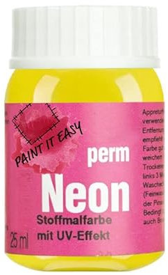 PAINT IT EASY NEU Neon-Farben/Stoffmalfarben, 25ml, Neon-Gelb