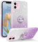GUAGUA Glitter for iPhone 11 Case, Sparkly Glitter Bling iPhone 11 Phone Case with 360° Ring Holder, Support Magnetic Car Mount, Slim Non-Slip Shockproof Girls Women Cover for iPhone 11 6.1'', Purple