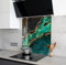 Myphotostation Black Marble Green Tempered Glass Backsplash 35.5Wx24H'' Dark Color Splashback for Kitchen Decor Bathroom Wall Protector Stove Backsplash Panel Tile Glass Cooker Splashback