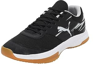 PUMA Unisex Varion Ii Indoor Court Shoe, Black Cool Light Gray Yellow Blaze Gum, 40.5 EU