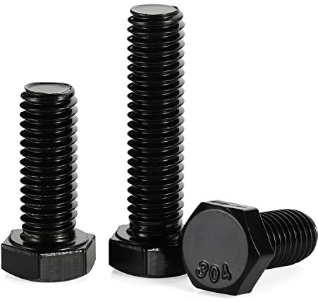 Tornillos de cabeza hexagonal de 5/16-18 x 2 pulgadas, totalmente roscados, perno de acero inoxidable 304 (18-8), acabado negro, cantidad 20