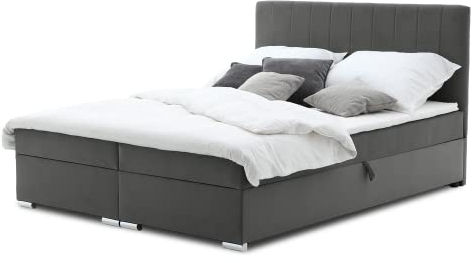Boxspringbett Grenland 180x200 mit Bonnell-Federkernmatratze und Topper. Kontinentalbett mit Stauraumbett und dekoratives Kopfteil! Das Beste Doppelbett für Seniorenbett! (Trinity 15)