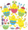 FYOJAIC 12 Osterküken Bastelset, Ostern Basteln Kinder, Oster Moosgummi Bastelsets, Ostern Anhänger Deko Mix & Match, Osterbasteln mit Kindern