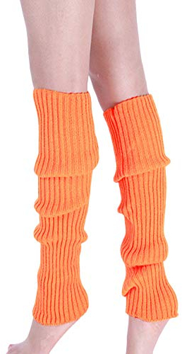 Beinwärmer für Damen, Beinlinge aus Baumwolle, Beinstulpen Stulpen Legwärmer, Warm und Bequem Stulpen, Damen Stulpen Beinwärmer Strümpfe Overknees, Beinstulpen in Einheitsgröße (Orange, One Size)