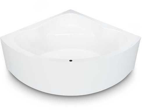 AQUADE Acryl Eckbadewanne 140x140 Modell: Koblenz - Weiß Badewanne Komplettset 140x140 - Badewannen mit Wannenfüßen + Schürze + Ab–Überlauf–Garnitur + Led