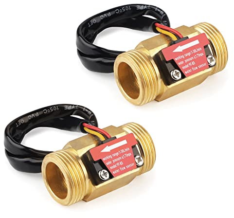 SWAWIS 2 Stück G3/4 Wasserdurchflusssensor, Durchflusssensor Wasser 3/4'' Durchflussmesser, Wasserdurchfluss Hallsensor Durchflussschalter Wasserdurchflussschalter, 1-30L/Min