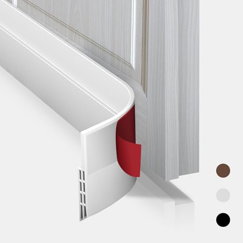 Teeppo Boudin de Porte Isolant Froid 100cm×5cm, Autocollant, Joint de Bas de Porte Coupe-Vent et Anti-Bruit, Bande d'Etanchéité Anti-Poussière et Insectes pour Tous les Portes