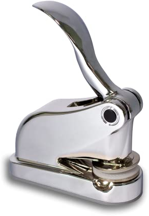 Personalisierbarer Prägestempel Ø 40mm Shiny Model-EGX für eigene Motive - Verchromte Tisch-Prägezange mit Text und Logo selbst gestalten
