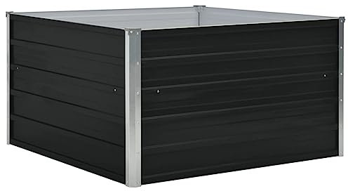 Annlera Jardinière 100x100x45 cm Anthracite Jardinières Pot De Fleur Exterieur Bac A Fleurs Acier Grande Taille Jardinière sur Pied Jardinière Balcon Bac De Plantation