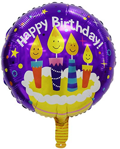 Folienballon Happy Birthday, Runder 45cm Geburtstagsballon mit Torte und Kerzen Design, Lila, Perfekt für Geburtstagsfeiern, Überraschungspartys, Dekorationen und Geschenkideen