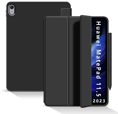 GIOPUEY Funda Compatible con Huawei MatePad 11.5 2023, Cubierta Trasera de Silicona Suave [Textura Similar a la Piel] - Negro