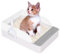 Lambo Caja de arenero para gatos, caja de semicerrada, caja de duradera con colador lateral para gatos pequeños, fácil de limpiar y montar