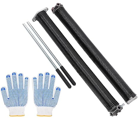 Molle Torsione Porta Garage 2 Pezzi Set Sostituzione con Aste Avvolgimento Antiscivolo, Molle Ricambio Resistente per Porta Garage Sistemazione Riparazione