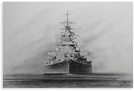 WeBert Leinwandposter Battleship Bismarck, Wandkunst, Dekordruck, Bild Gemälde für Wohnzimmer, Schlafzimmer, Dekoration, ungerahmt, 30 x 45 cm