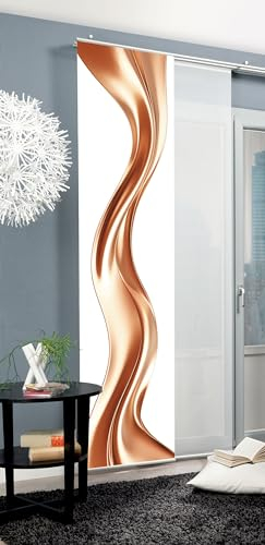 HOME WOHNIDEEN Schiebegardine Oakley, Seidenoptik 245x60 cm, Wellenmotiv, mit Zubehör, Farbe:Rose, Größe:245 x 60 cm, Anzahl:4er Set (2X, 2X)