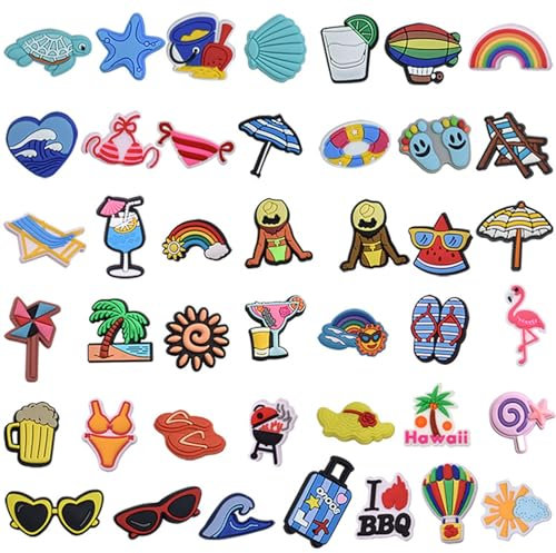 42 Stück Schuh Charms, Cartoon-Schuh-Dekoration, Sommer Schuhanhänger Kinder, Cute Shoe Charm für Kinder, Crocs Anstecker für Clogs, Armband-Charms Pins für Bands Bracelet, Mädchen und Jungen