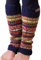 Pachamama 100% Wool Legwarmer Handknitted Flecked Stripe Blue Multicoloured Regular Fit Handmade Extra Warm Fair Trade