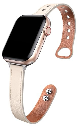 Lederarmband Compatible with Apple Watch Armband 40mm 41mm 38mm, Leder Damen Ersatzband für Apple Watch SE/Series 9/8/7/6/5/4/3/2/1