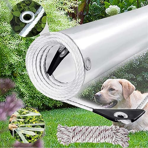 Lona Protección Transparente con Ojales, 0,35mm Espesor Lona de PVC Impermeable, Multiusos Toldo para Muebles, Piscina, Coche, Jardín, Incluyendo Cuerdas y Ataduras (3x5m)