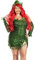 GPLOPEEY Costume da edera per Halloween da donna, senza maniche, tubo, mini abito con foglie finte, vestito da fata con guanti e fascia (01 verde, L)