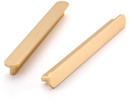 Ndjiloik Lot de 6 Poignee de Meuble Cuisine Poignées de placard Dorée Brossé Poignée Porte Cabinet avec Vis, pour Bureaux, Tiroirs, Armoires, Placard Entraxe 160mm,Or