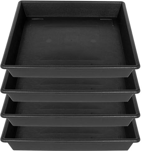 NIMYAU Platillo cuadrado para plantas de 14 pulgadas, paquete de 4 bandejas para macetas, platillos de plástico resistente para interiores y exteriores, maceta sin agujeros, terracota para amantes de