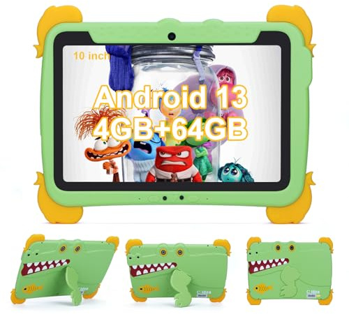 C idea 10.1 inch Kids Tablets,Android 13 Tablet for Kids,Children Tablet 4GB RAM+64GB ROM(1TB TF), FHD IPS Screen,5 Hours Battery,5G WiFi,Great Gift for Toddler(Green)