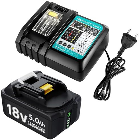 Ladegerät 18v mit Akku für Makita BL1830B BL1840 BL1850 BL1850B BL1860 BL1860B BL1815 LXT-400,18V 5000mAh Ersatzakku mit Netzteil DC18RC 3A