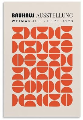 PANTTING Vintage Bauhaus-Poster, Orange / Beige, 1923, ästhetischer Leinwand-Kunstdruck, Heimdekoration für Schlafzimmer, Wohnzimmer, 20 x 30 cm, ungerahmter Stil