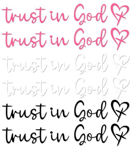 6PCS Trust in God Letter Stickers, Cute Personalised Vinyl Stickers Car Sticker Alphabet Sticker for Window, Phone and Water Bottle(White, Black, Pink)