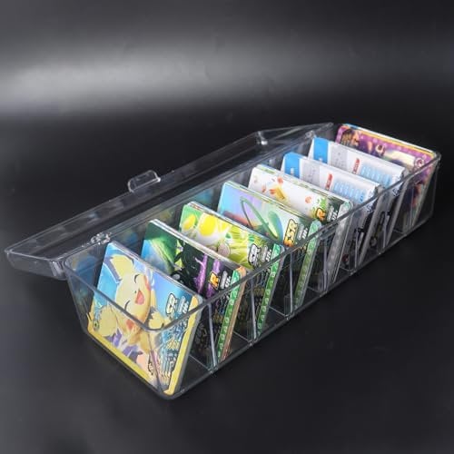 Dmnnlp Plastic Dividers Card Storage Box, Clear Playing Card Case, Trading Card Storage Box with Lid, for Game Business Bank Trading Cards and Mini Accessories