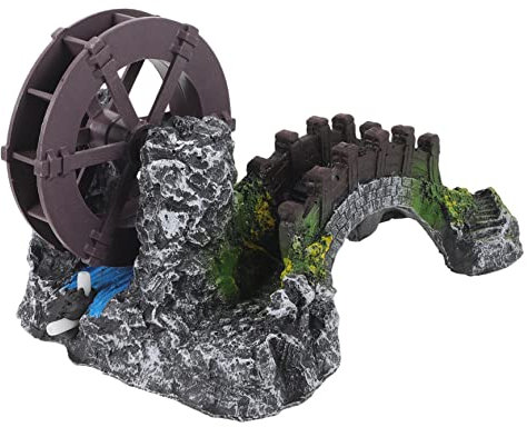 Milisten Miniaturbrücke Wasser Rad Dekorationspumpe Für Aquarium Simulationsbrücken Dekoration Für Garten Bonsai Und Fischtank Mit Sauerstoffpumpe Und Feiner Verarbeitung