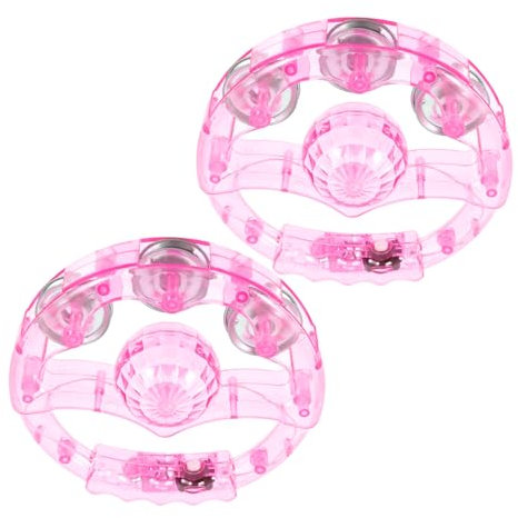 BESPORTBLE 2Stücke Leuchtende Tamburine Für Handglocken Mit Bunten Lichtern Für Karaoke Partys Und Tanzveranstaltungen Mit Angenehmem Und Robustem Kunststoffgriff