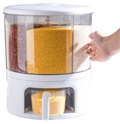 IWENZHKPA Dispenser Cereali Distributore di Cereali con 6 Griglie Rotanti A 360° Distributore di Cibo Secco Contenitore per Riso E Cereali per Fagioli Riso Cereal Conteiner