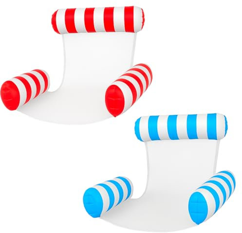Akitaink Materassino Mare Set 2 Pezzi, Amaca Gonfiabile Galleggiante 4 IN 1 Materassino Gonfiabile Mare, Gonfiabili Per Piscina, Sdraio Materassino Piscina, Accessori Piscina Gonfiabile Adulti Bambini