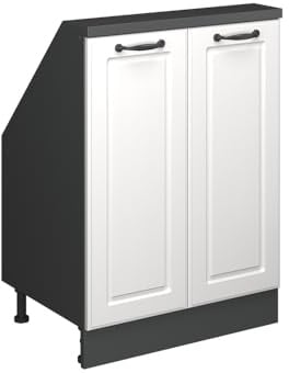 Vicco Dachschrägenschrank Rion, Weiß Landhaus/Anthrazit, mit 2 Türen, geeignet für die platzsparende Aufbewahrung unter Dachschrägen