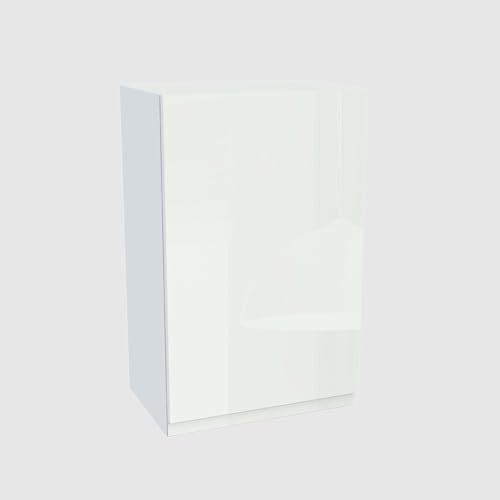 Laclar FREZO Küchen-Oberschrank - Grifflos - Soft-Close - Hochglanz - Stilvolle und funktionale Ergänzung für Ihre Küche - 45x32x72 cm - Weiß, Front: Hochglanz Weiß grifflos
