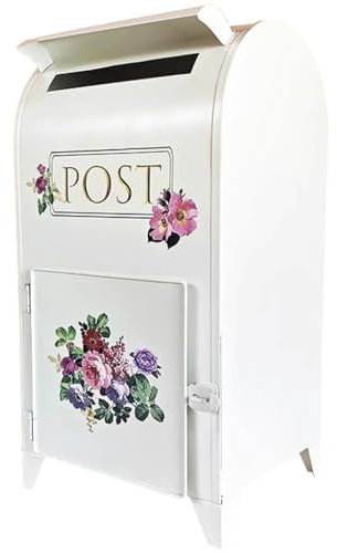 Cassetta Postale in Ferro Battuto, Casella di Posta Floreale da Esterno, Moderno Elemento Decorativo per Casa, Ufficio E Negozio