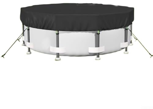 FACULX Bâche de piscine ronde hors sol Oxford 420D avec cordon de serrage et clous, protection de piscine pour piscine à paroi dure (3 m)