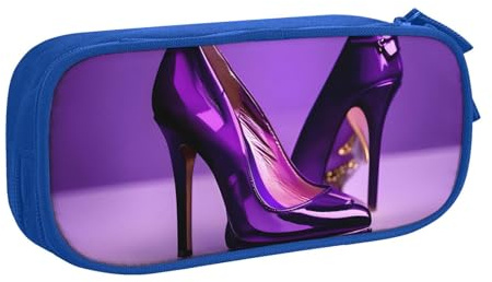 Longzehao Federmäppchen mit großem Fassungsvermögen, elegante High Heels mit Lippenstift-Druck, doppellagiger Reißverschluss, Federmäppchen, Make-up-Tasche, Organizer