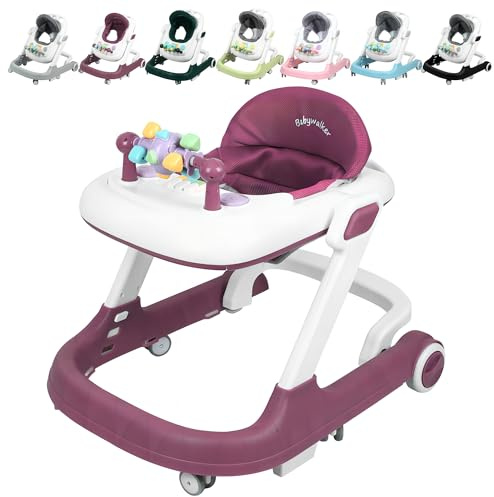 XUANYU Lauflernhilfe für Babys mit Spielstation, Lauflernwagen, 3-stufig, höhenverstellbar, Lauflernhilfe für 6-36 Monate, Jungen und Mädchen (rot)