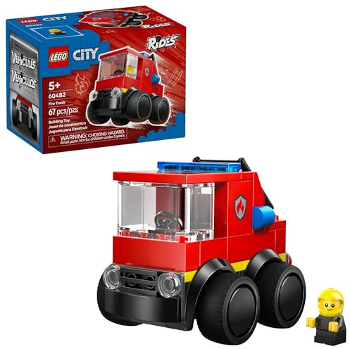 LEGO City Rides – Fire Truck Building Toy for Kids - Emergency Pretend Play for Boys & Girls, Ages 5+ - Toy Truck W/Raisable Ladder & Firefighter Junior Minifigure - Gift Idea for Birthdays - 60482