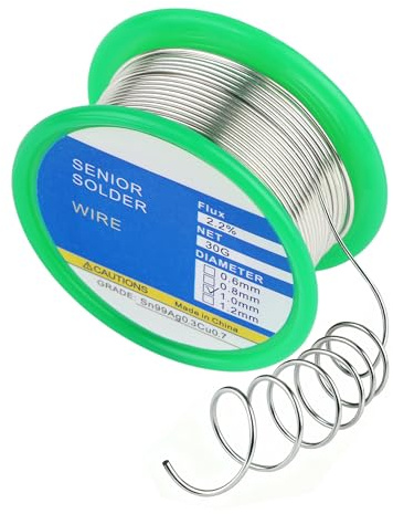 Acual Lötzinn 1mm, Lötzinn Bleifrei mit Flussmittel, Soldering Wire mit Kolophonium Kern, 30g Solder Wire Lead Free Sn99 Ag0.3 Cu0.7, Elektronik Lötdraht, für Reparatur Elektrolöten Heimwerken