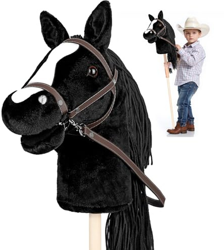 Diealles Shine Hobby Horse, Steckenpferd Kinder mit Halfter und Trense, Holz Hobby Horsing Pferd für Kinder Rollenspiel