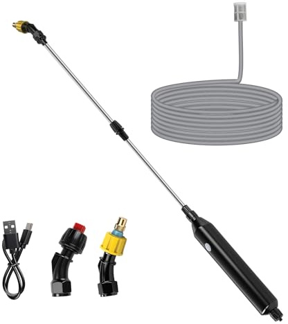 VIFERR Lanza de Riego para Jardín, Pulverizador Eléctrico para Plantas, Varilla Telescópica Ajustable con Mango y Manguera de 5 m para Jardín, Riego de Flores