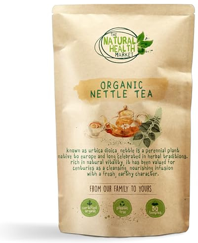 Organic Nettle Tea Bags 50 Temple Pack – Caffeine-Free Herbal Infusion, Soil Association Certified, Plastic-Free – The Natural Health Market – UK Made, Small Batch